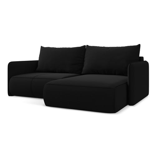 LaMiaSofa hoekbank rechts Palermo - velours - zwart - 207x148x86