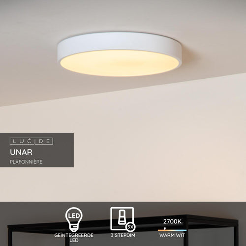 Lucide plafonnière UNAR - Geïntegreerde LED - Wit