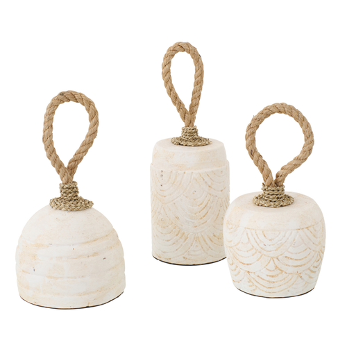 J-Line deurstopper - keramiek - wit - set van 3