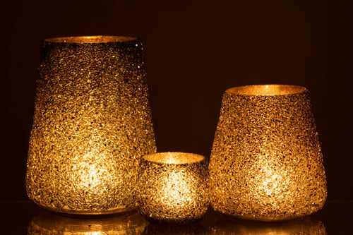 J-Line windlicht Glitter - glas - donkergroen - large - vtwonen shop