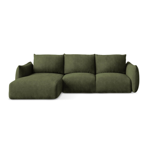 LaMiaSofa hoekbank links Savona - chenille stof - olijf - 242x162x90