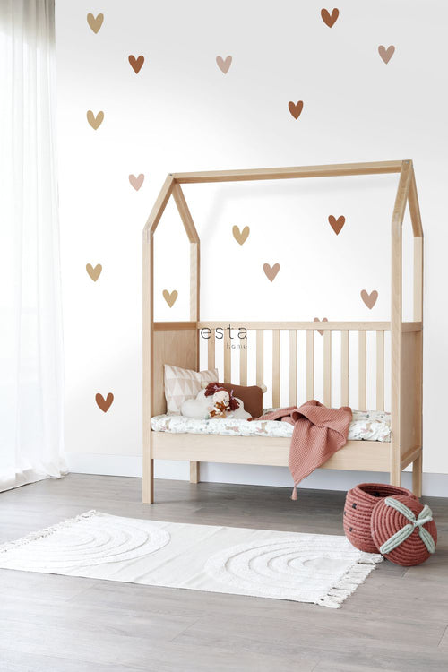 ESTAhome muursticker hartjes terracotta, roze en beige - 47.5 x 66 cm - 156112 - vtwonen shop