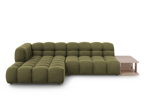 Cosmopolitan Design Modulaire hoekbank links Sky 4-zits, flueel, lichtgroen - 162x297x70cm