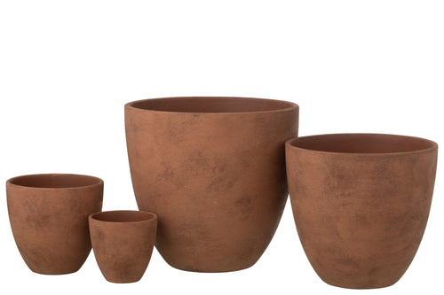 J-Line bloempot Rond - keramiek - bruin - extra large