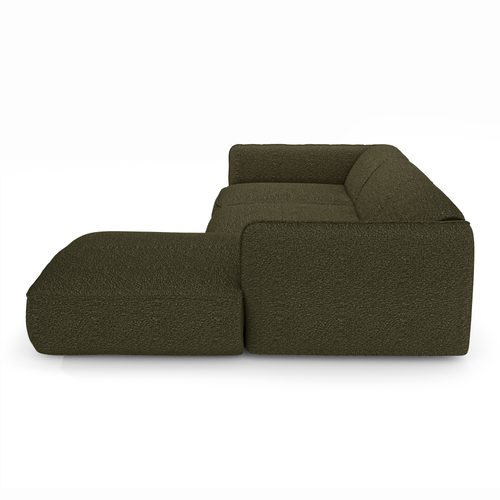 Sia Home - Rechte hoekbanken LIVIA - Bouclette stof - Olijfgroen - 272cm - vtwonen shop