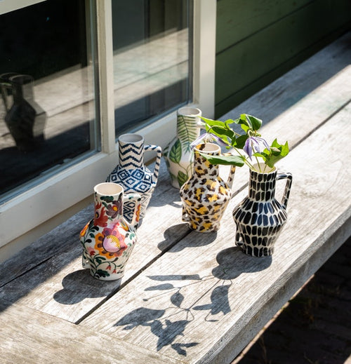 Return to Sender Vaas 15 cm Leopard print handgeschilderd met handvat - vtwonen shop