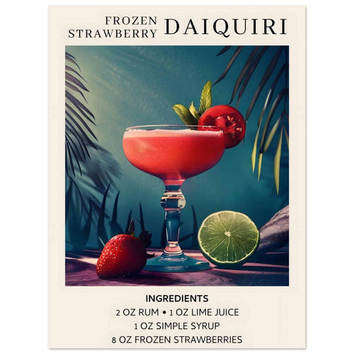 Artfulprints  Frozen Strawberry Daiquiri cocktail - Ingrediënten   poster 30x40 cm - vtwonen shop