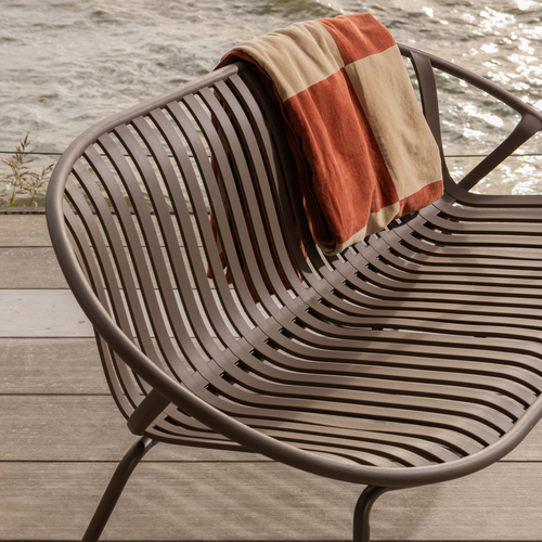 WOOOD kleed Zena - Velvet - Roestbruin/Beige - 1x170x130