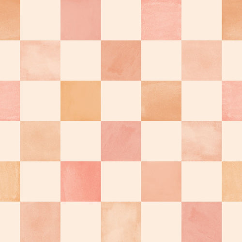 ESTAhome behang geblokt motief beige, oranje en roze - 50 x 900 cm - 131719