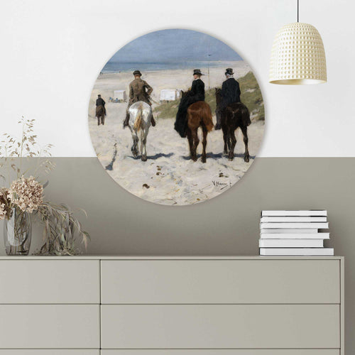 Reinders glasschilderij Anton Mauve - Morgenrit langs het strand - Ø 50cm