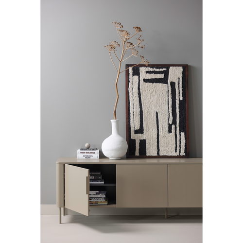 WOOOD wanddeco Anka - Katoen stof - Zwart/Wit - 90x60x10
