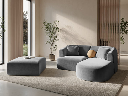 Cosmopolitan Design Modulaire hoekbank rechts Campi 3-zits, flueel grijs - 156x180x70cm