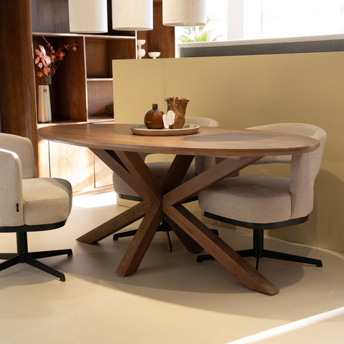 DÉJA Living Eettafel Lusa - Ovaal Bruin Eikenhout - 160x90x78cm