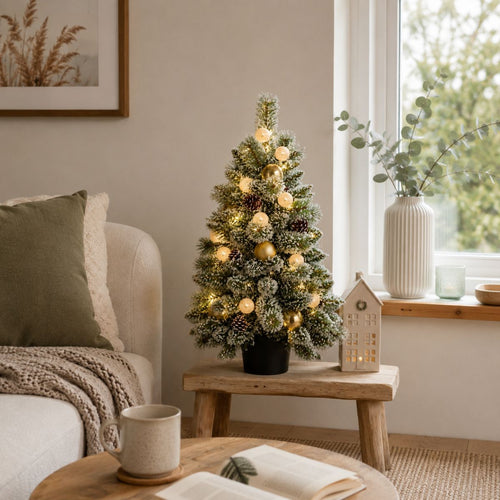 Black Box Trees Kunstkerstboom Kaprun met Versiering H90 x D61 cm - Kunstboom met Pot - Kunst Kerstboom voor Binnen - 120 Tips - Groen