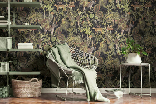 Livingwalls behang jungle-motief groen, zwart en bruin - 53 cm x 10.05 m - AS-379901 - vtwonen shop
