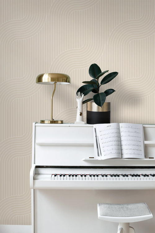 ESTAhome behang grafische lijnen beige - 50 x 900 cm - 139927 - vtwonen shop