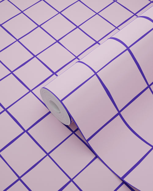 ESTAhome behang geblokt motief paars - 50 x 900 cm - 131593 - vtwonen shop