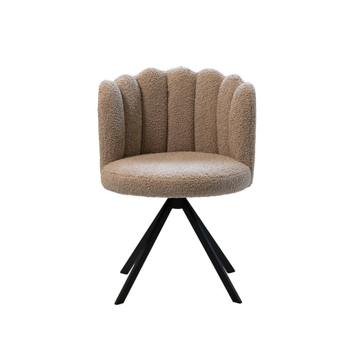 Giga Meubel Eetkamerstoel Julien - Metaal/Teddy - Taupe - Set van 2