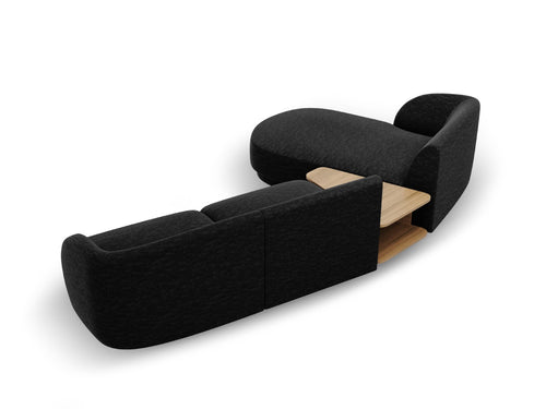 Micadoni linker modulaire bank Miley 3-zits, structurele stof antraciet - 178x303x70cm