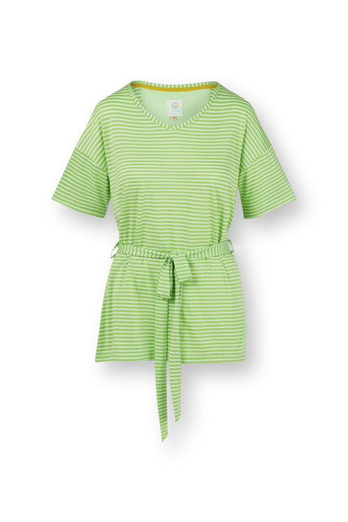 Pip Studio - Tonya Pyjama Shirt - Dames - Little Sumo Stripe - Groen - L - vtwonen shop