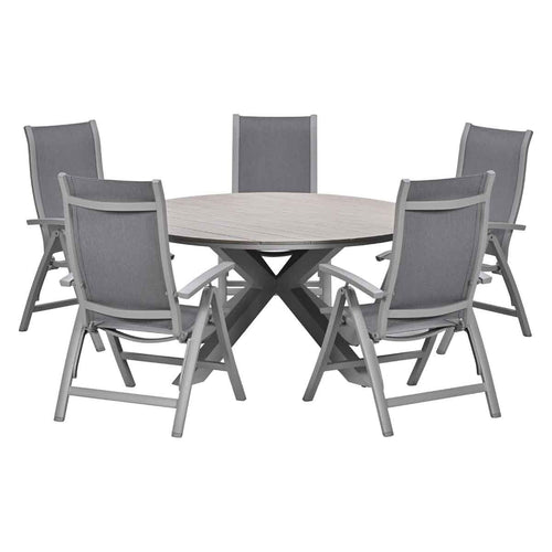 Garden Impressions Tuinset Hilly 6-delig taupe verstelbaar - Tulli tuintafel