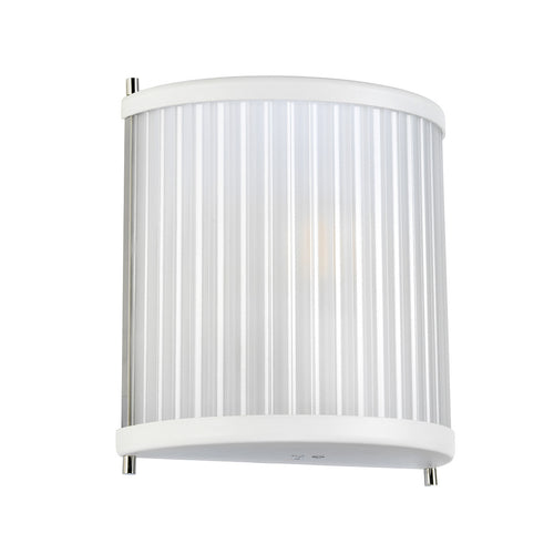 Corona Flush 1-lichts wandlamp, wit gepolijst nikkel, mat glas