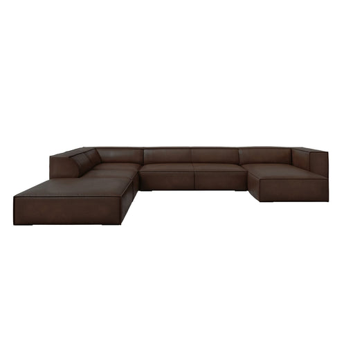 Cosmopolitan Design - Panoramische hoekbank links Turin 6-zits, echt leer donkerbruin - 270x365x68cm