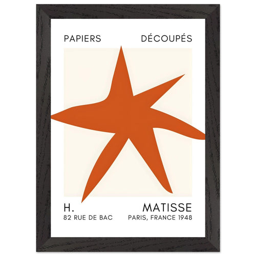 Artfulprints Poster met Lijst Matisse – Star of the sea orange   - A4 21x29.7 cm - Oranje