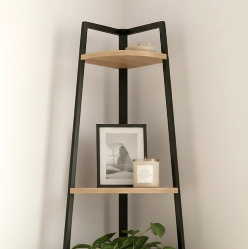 Calicosy - LEXIE Boekenkast 5 niveaus - Zwart - 36x36x180 cm