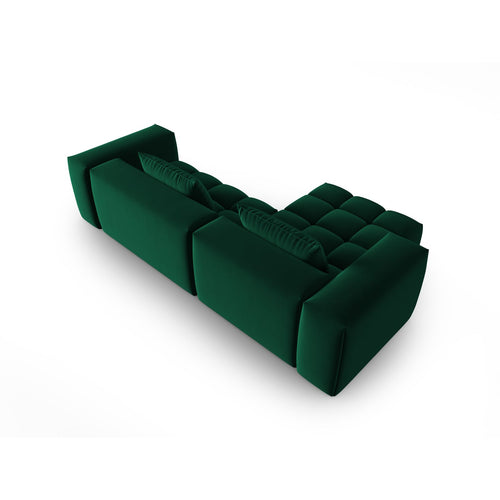 Cosmopolitan Design - Modulaire hoekbank links Verona 3-zits, flueel flessengroen - 145x260x70cm