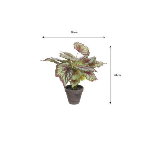 Mica Decorations Begonia Kunstplant in Bloempot Stan - H40 x Ø38 cm - Rood