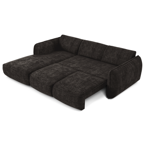 Sia Home - Linkshoekbank met slaapfunctie LIVIA - geweven fluweel donker antraciet 274cm