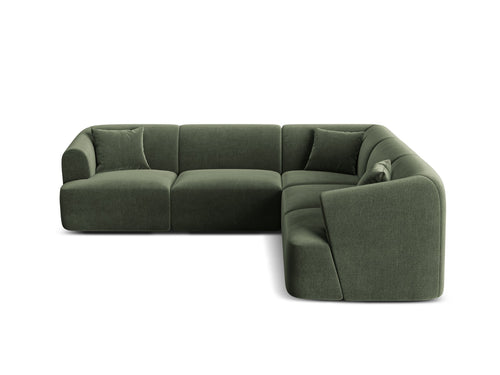 Cosmopolitan Design Symmetrische modulaire hoekbank Campi 6-zits, flueel groente - 255x255x70cm