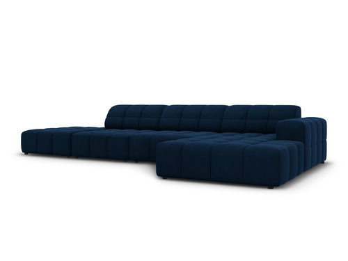 Cosmopolitan Design rechter hoekbank Chicago 5-zits, flueel koningsblauw - 167x348x78cm