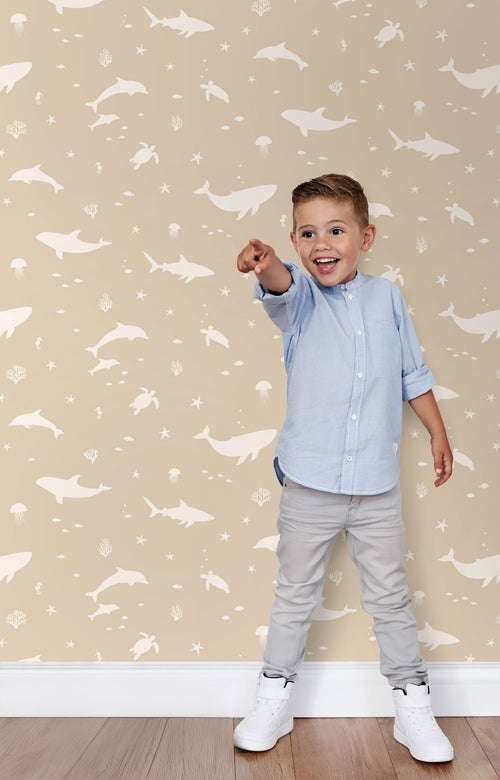 ESTAhome behang onderwaterwereld beige - 50 x 900 cm - 131471 - vtwonen shop