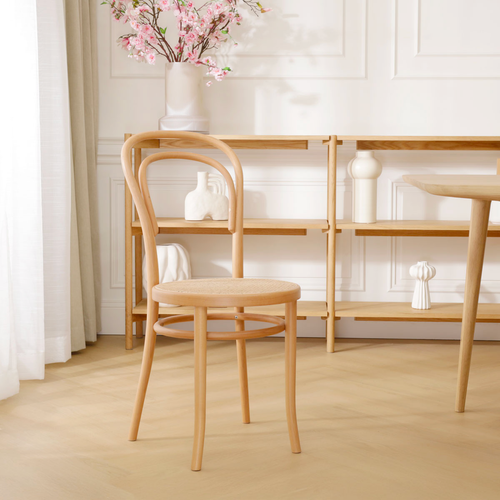 Fameg Vienna Thonet No.14 Houten Bistrostoel Naturel - Rotan Zitting - vtwonen shop