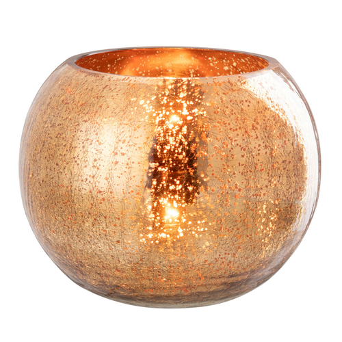 J-Line theelichthouder Bal Craquelé - glas - donkergoud - large - vtwonen shop