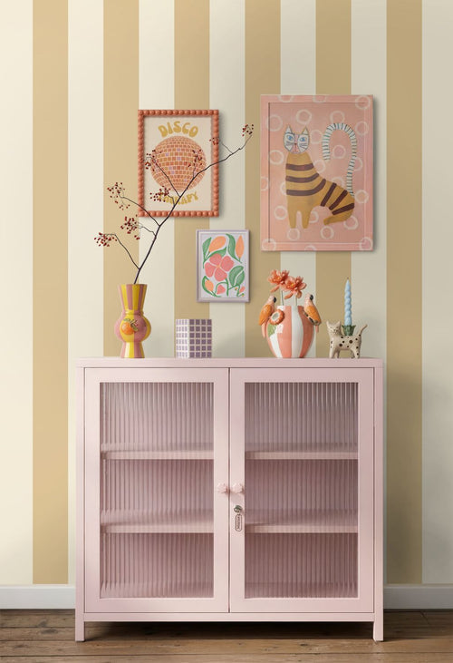 ESTAhome behang strepen beige en okergeel - 50 x 900 cm - 132085