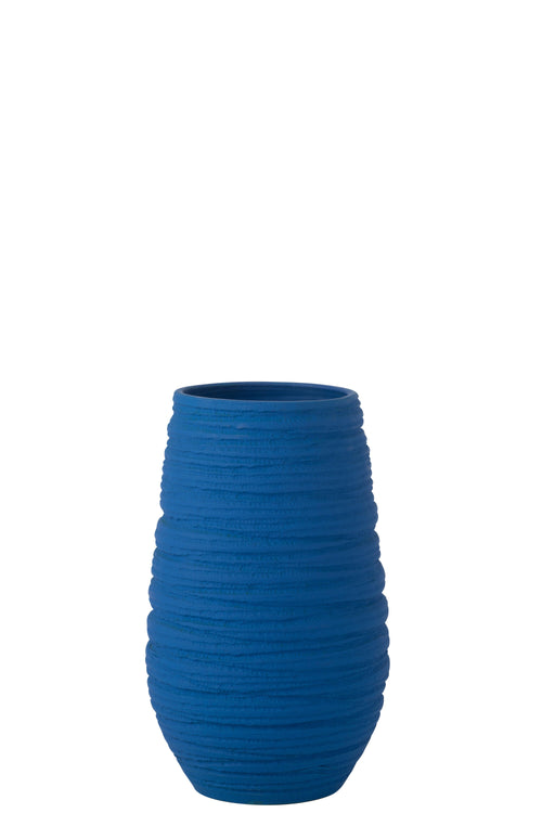 J-Line vaas Fiesta - keramiek - blauw - large - Ø 19 cm