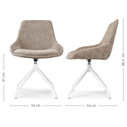 Nolon Nola-Isa Eetkamerstoel Bruin - Draaibaar Wit Onderstel - vtwonen shop