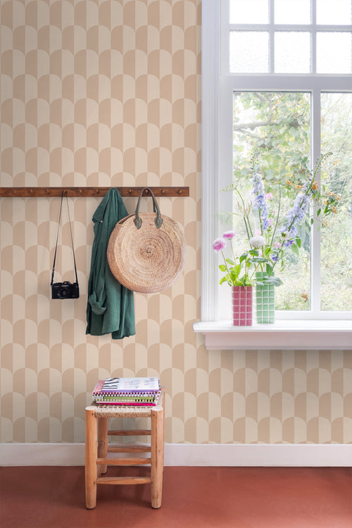 ESTAhome behang art deco bogen poederroze - 50 x 900 cm - 139988 - vtwonen shop