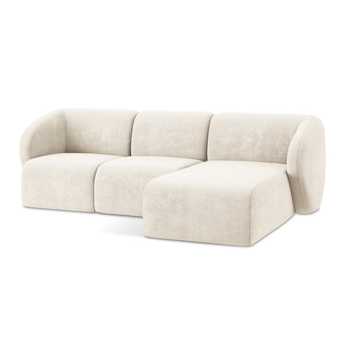 LaMiaSofa hoekbank rechts Cervo - chenille stof - lichtbeige - 248x166x88