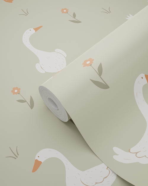 ESTAhome behang schattige ganzen groen - 50 x 900 cm - 131827