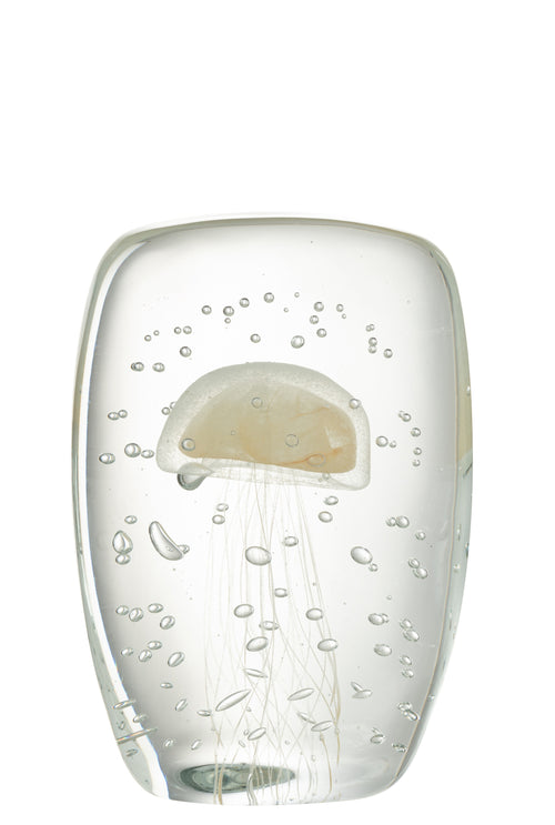 J-Line presse-papier Calypso Vierhoek - glas - transparant/beige - large