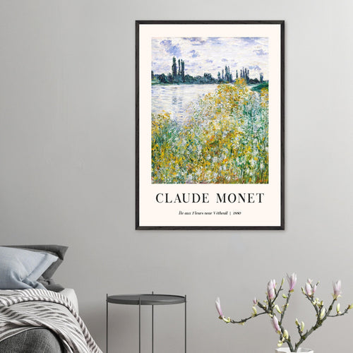 Artfulprints Poster met Lijst Claude Monet - Île aux fleurs near Vétheuil   - A4 21x29.7 cm - Groen