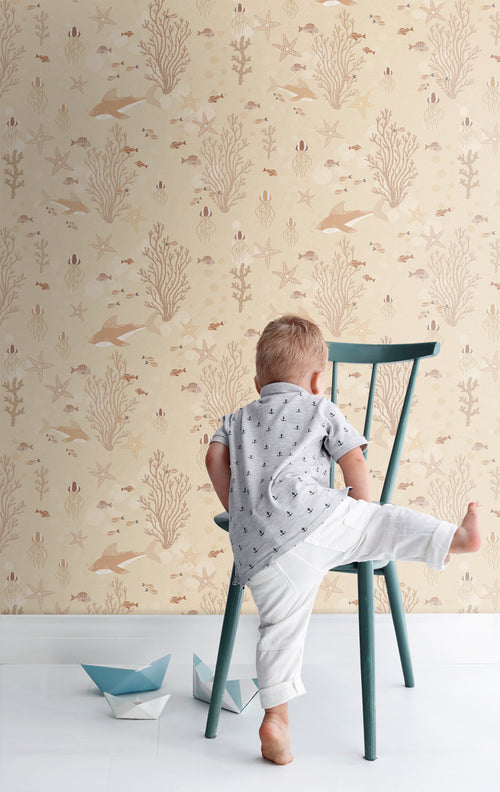 ESTAhome behang onderwaterwereld warm beige - 50 x 900 cm - 130930 - vtwonen shop