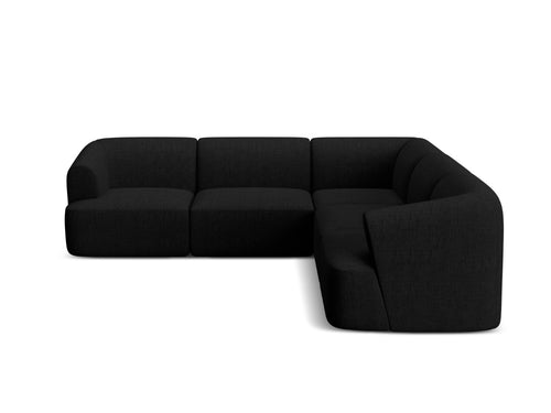 Cosmopolitan Design Symmetrische modulaire hoekbank Campi 6-zits, structurele stof zwart - 255x255x70cm