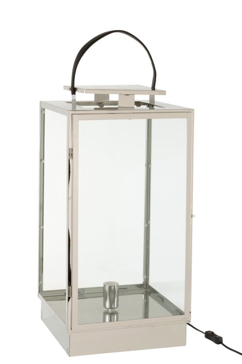 J-Line lantaarn Lamp - metaal/glas - zilver - vtwonen shop