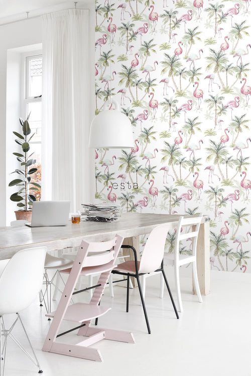 ESTAhome XXL behang flamingo's roze - 50 x 900 cm - 158844 - vtwonen shop