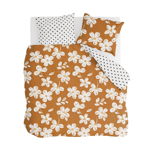 Walra - Dekbedovertrek Fancy Flowers - 200x220 cm - Cognac - vtwonen shop